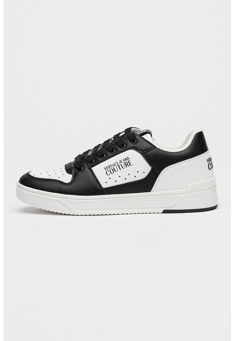 Pantofi sport din piele cu garnituri din piele ecologica - Negru/Alb optic