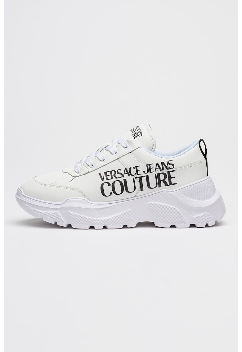 Pantofi sport din piele cu talpa wedge - Alb