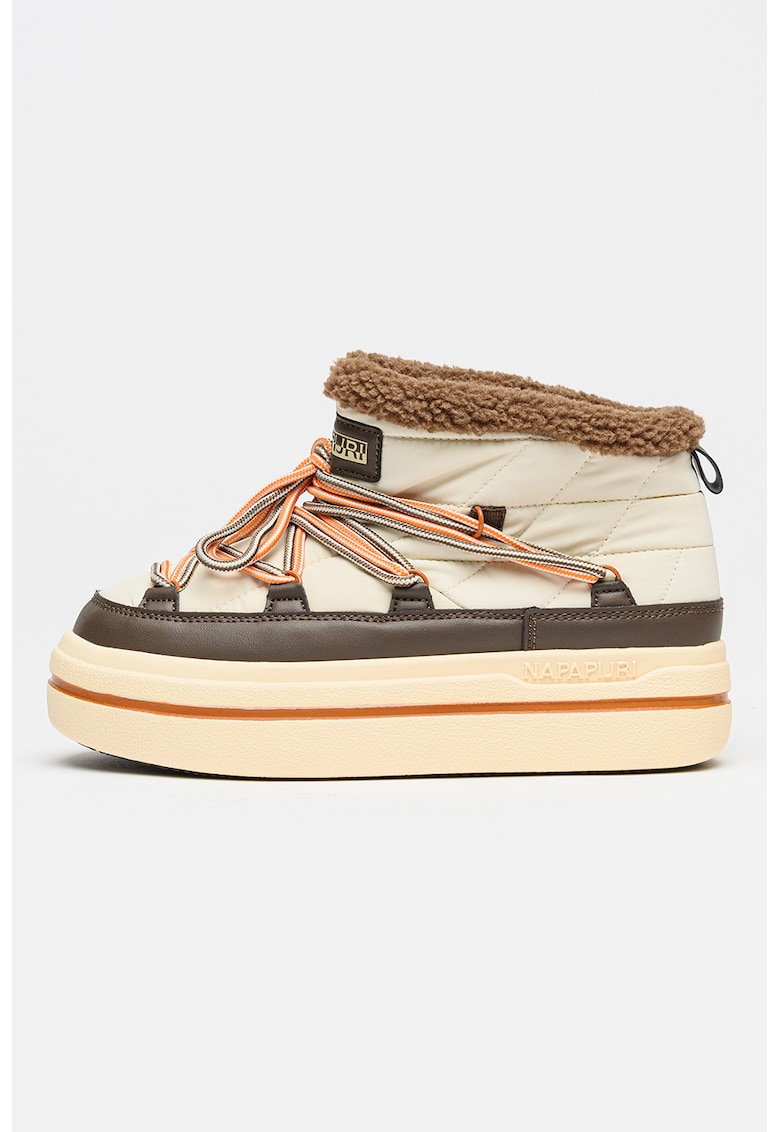 Ghete pull-on flatform Glacier - Alb/Maro inchis