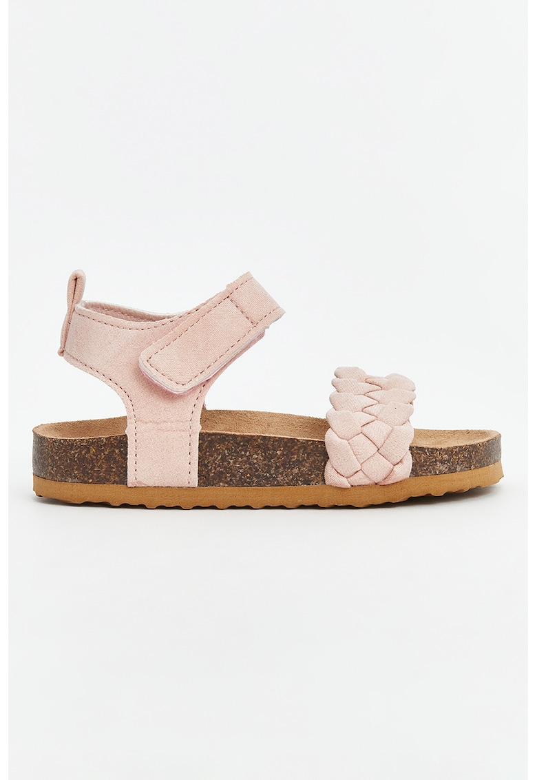 Sandale cu velcro si bareta impletita