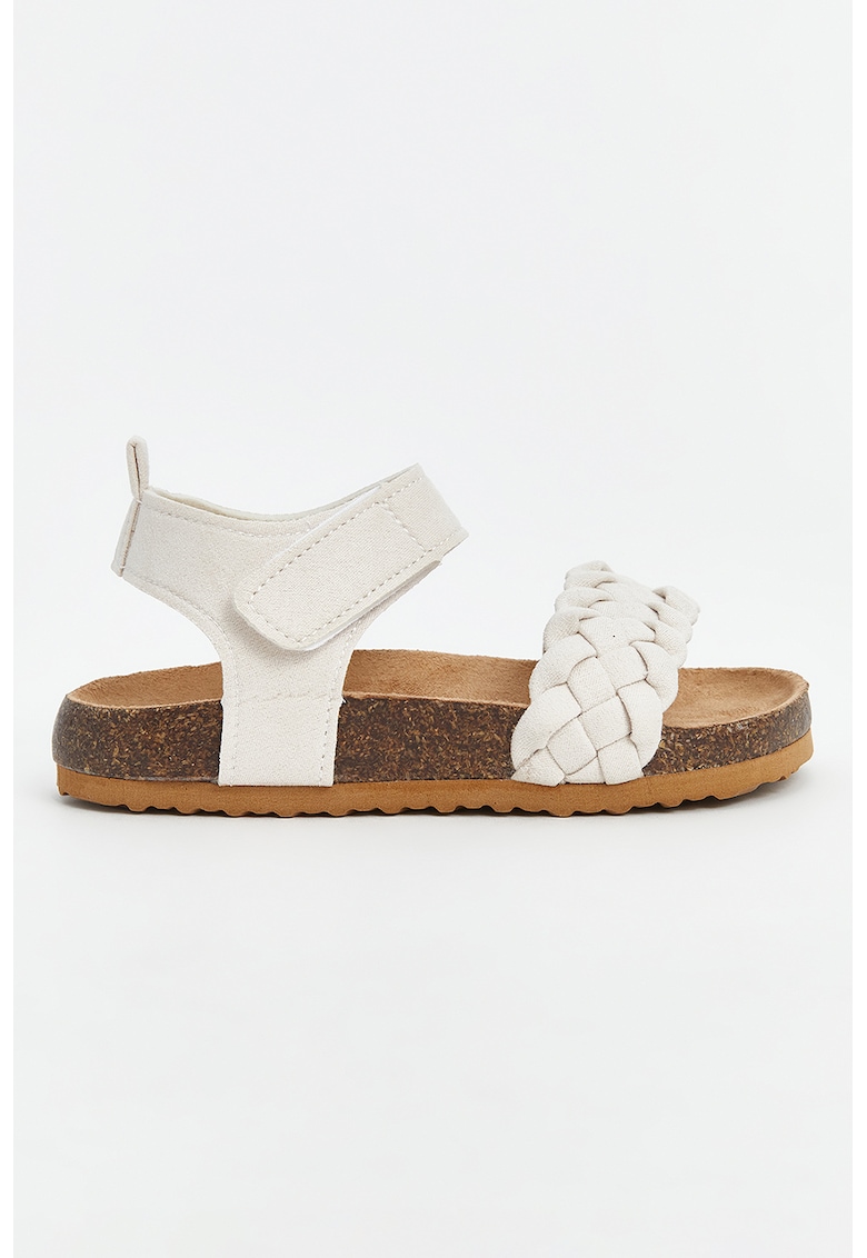 Sandale cu velcro si bareta impletita