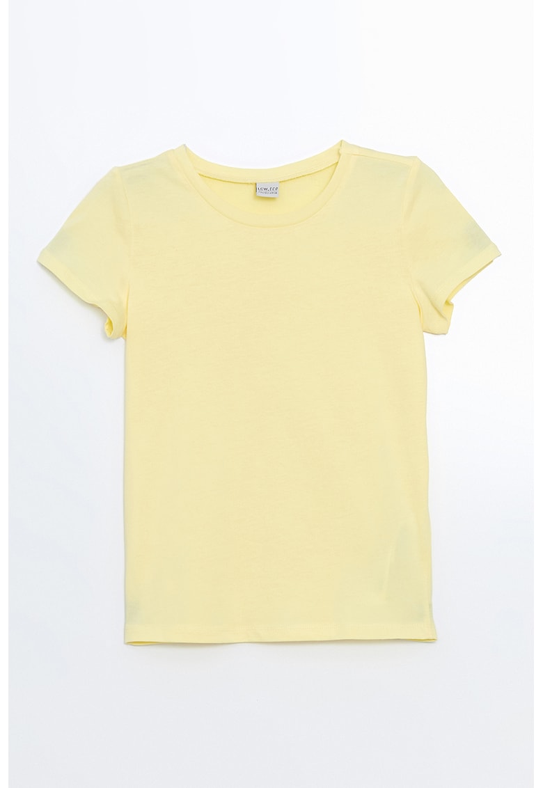 Tricou din bumbac cu model uni - Galben pal
