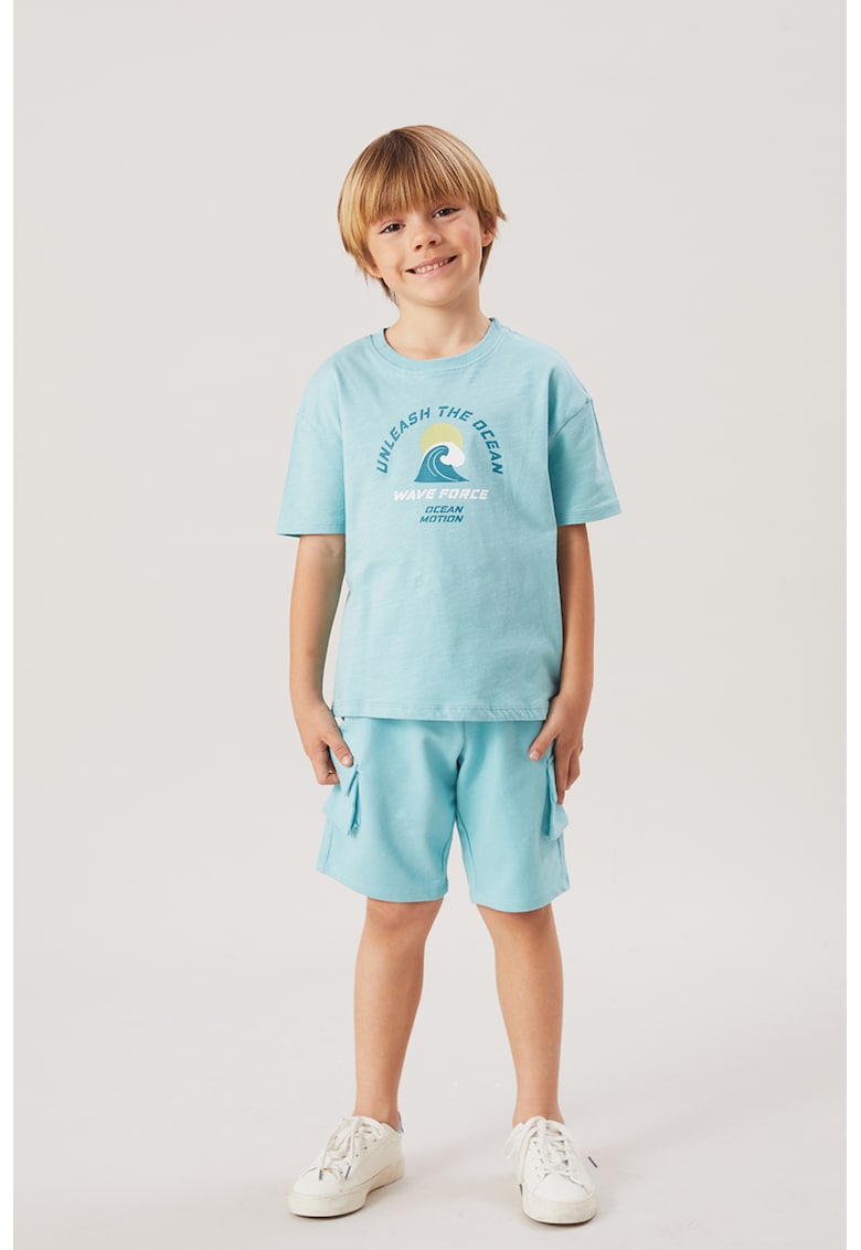 Tricou de bumbac cu imprimeu contrastant