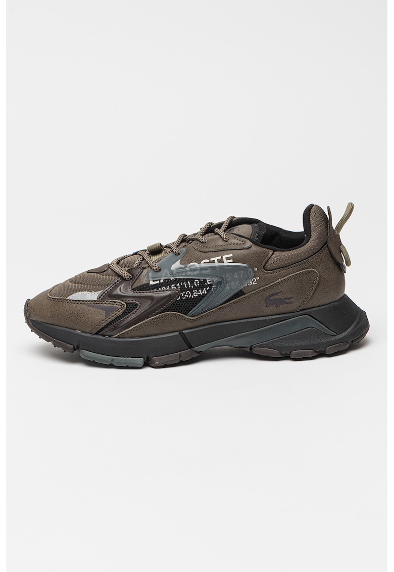 Pantofi sport cu garnituri din piele Neo Tech - Maro inchis/Gri