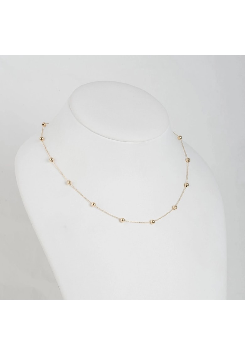 Colier din Aur Galben de 18 kt cu Bile si Lant Diamantat - 2.08g