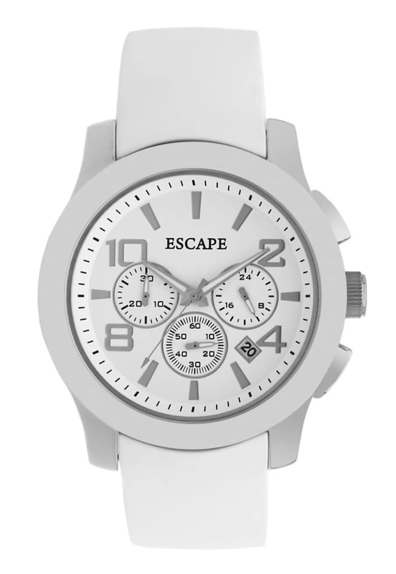 Ceas barbatesc model ECP10675 - curea din silicon - alb - 46mm - rezistenta la apa 5 ATM Ceas barbatesc model ECP10675 - curea din silicon - alb - 46mm - rezistenta la apa 5 ATM