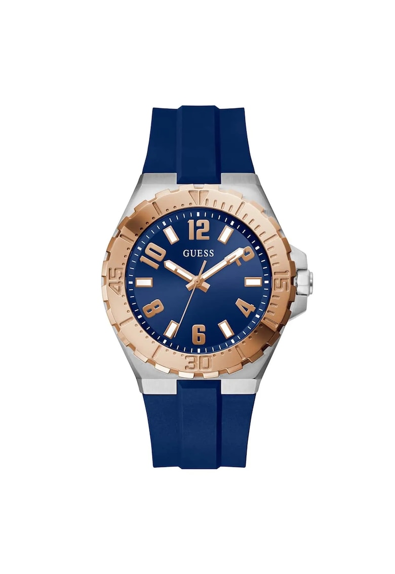 Ceas barbatesc GW0909G2 - carcasa aurie - curea din silicon gri metalizat - mecanism quartz - 44mm