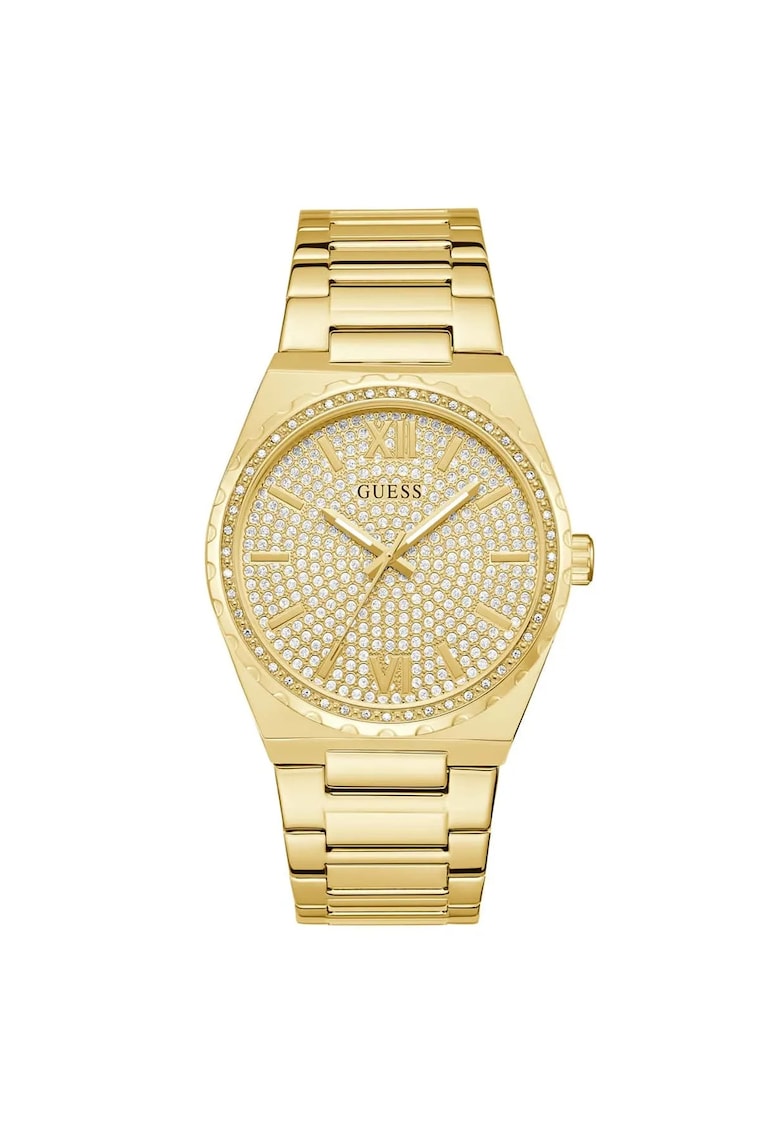 Ceas barbatesc 42 mm - curea din otel - rezistent la apa 5 ATM - aurie