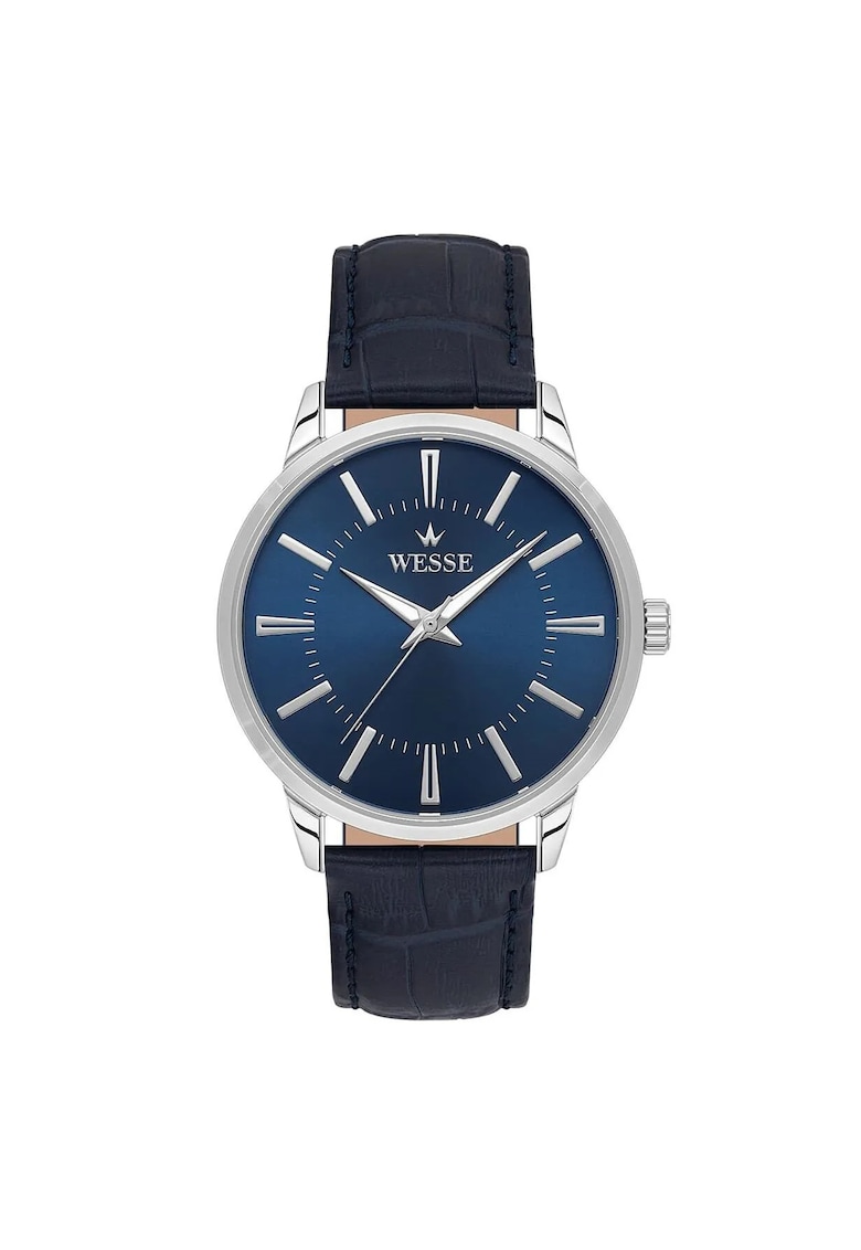 Ceas barbatesc  41 mm - curea din piele ecologica - rezistent la apa 5 ATM - cadran din gri metalizat