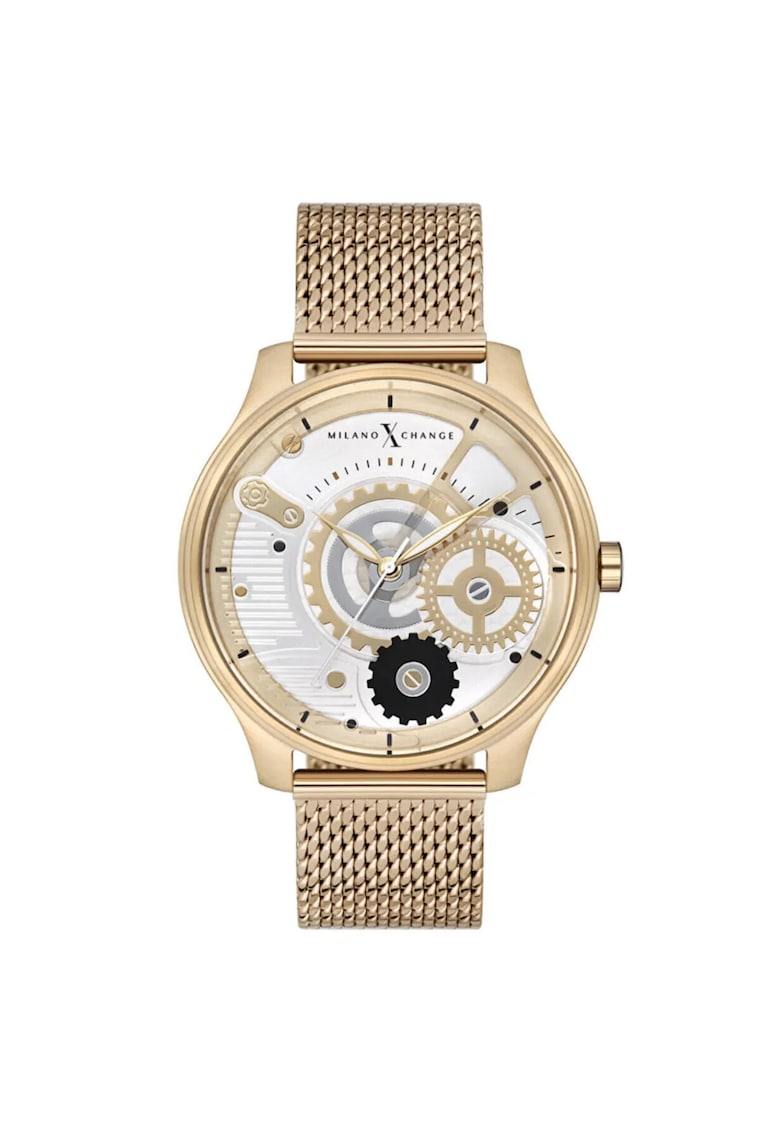 Ceas barbatesc MEX3186 - 44mm - culoare aurie - curea din otel - mecanism quartz