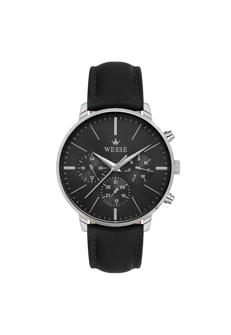 Ceas barbatesc  model WWG401107LA - curea din piele ecologica - 42mm - argintiu - negru