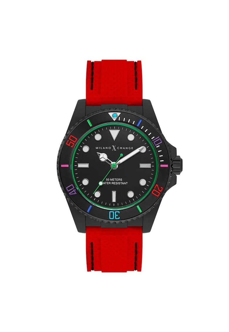 Ceas barbatesc 43 mm - curea silicon rosie - rezistent la apa 5 ATM Ceas barbatesc 43 mm - curea silicon rosie - rezistent la apa 5 ATM