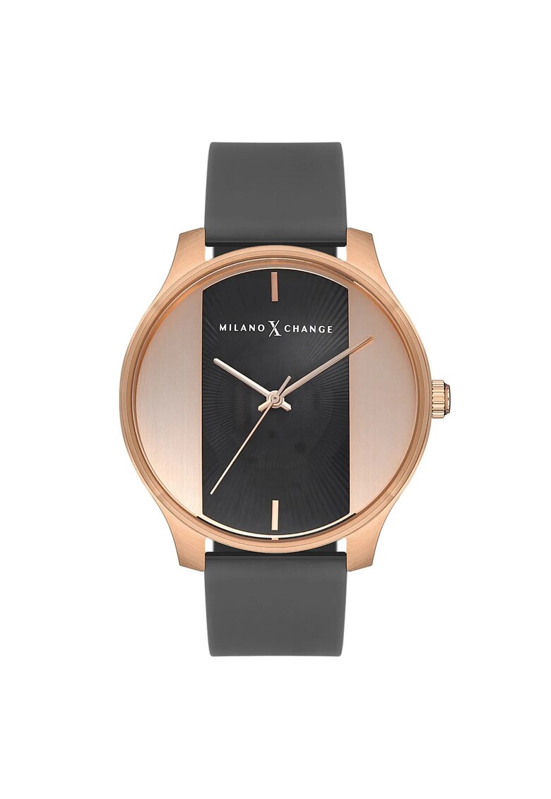 Ceas barbatesc MEX3237 43mm - carcasa din otel - curea din silicon - culoare aurie - gri