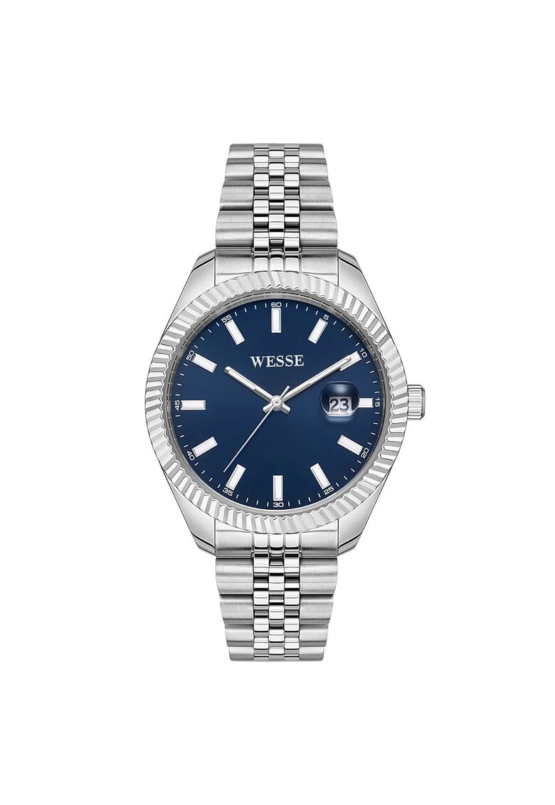 Ceas barbatesc WWG208203 - 43mm - curea metalica - cadran albastru - rezistent la apa 5 ATM - Grey