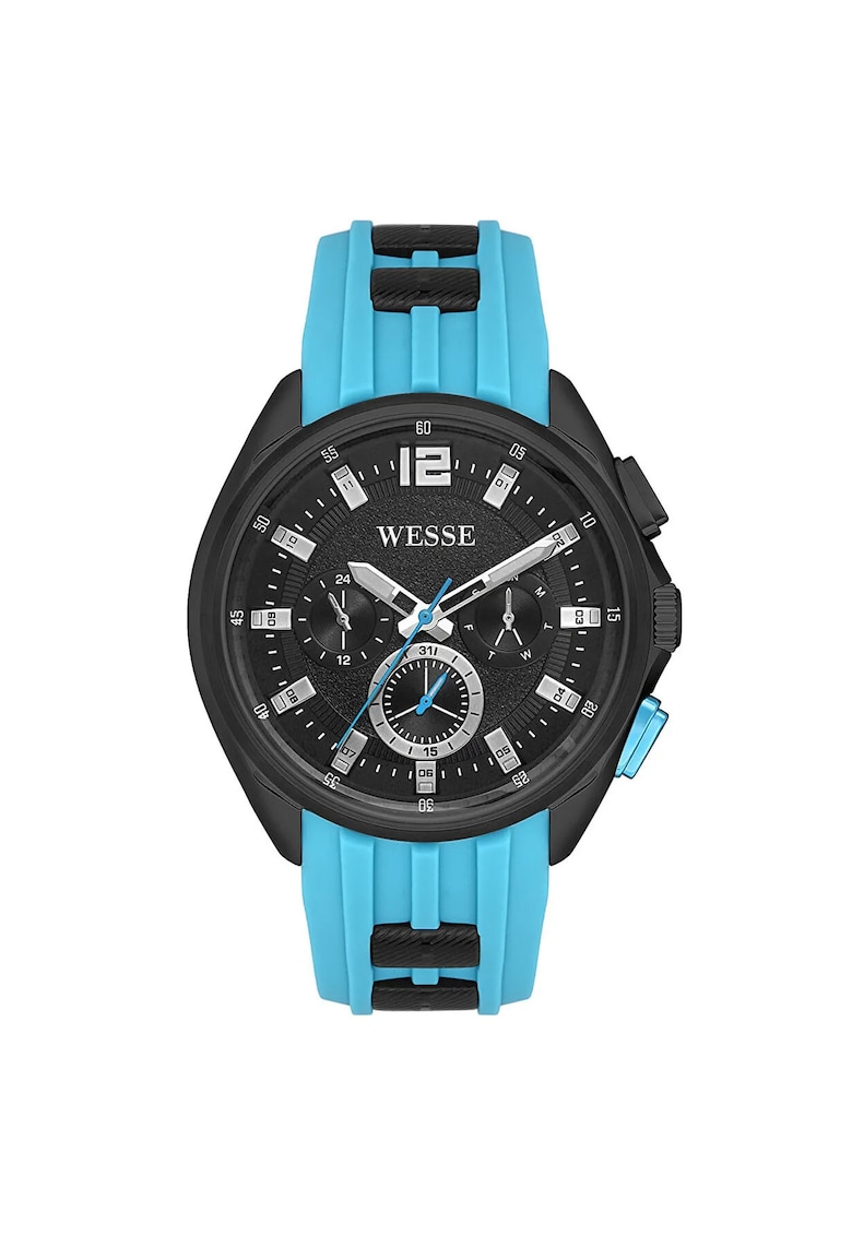 Ceas barbatesc - WWG401906 - 47mm - curea silicon albastru - cadran negru