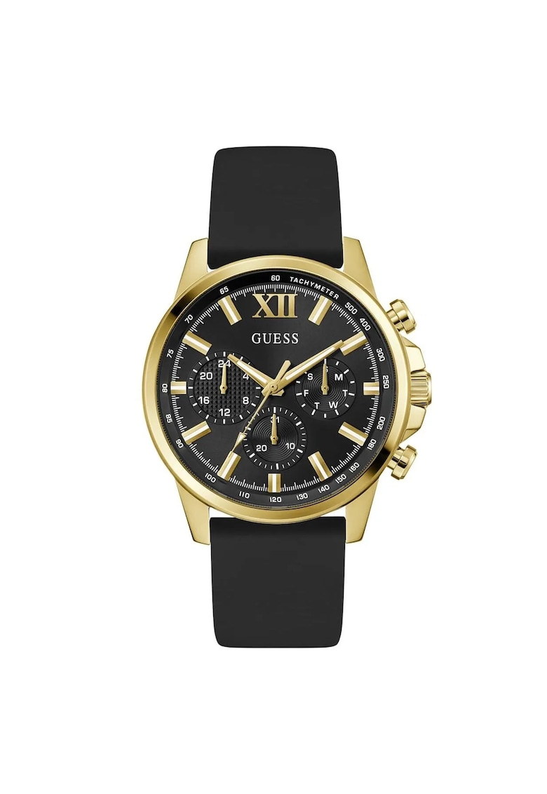 Ceas barbatesc GW0913G2 - mecanism Quartz - curea silicon neagra - diametru 44 mm - culoare aurie