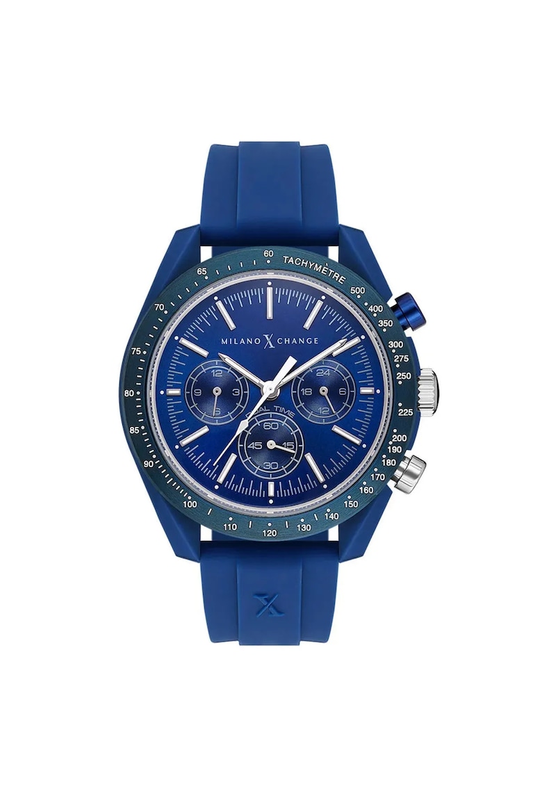 Ceas barbatesc  model MXG3117 - mecanism Quartz - rezistent la apa 5 ATM - carcasa si curea din plastic - culoare albastra - 43 mm