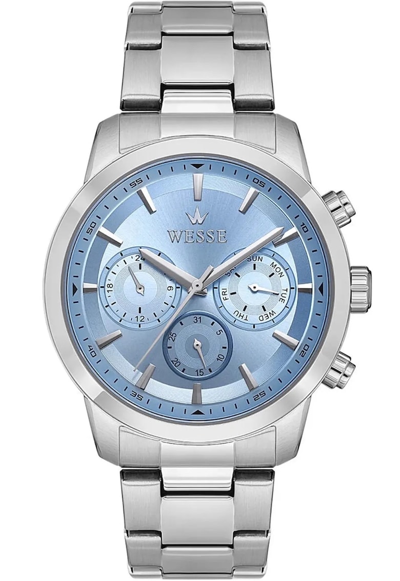 Ceas barbatesc WWG207208 - 44mm - argintiu/albastru - rezistent la apa 5 ATM - otel