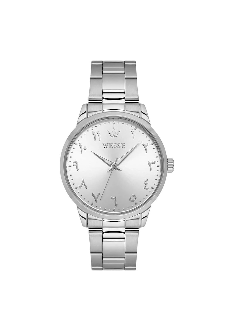 Ceas barbatesc 41-46 mm - carcasa din otel - curea din otel - gri - mecanism quartz - rezistenta la apa 5 ATM