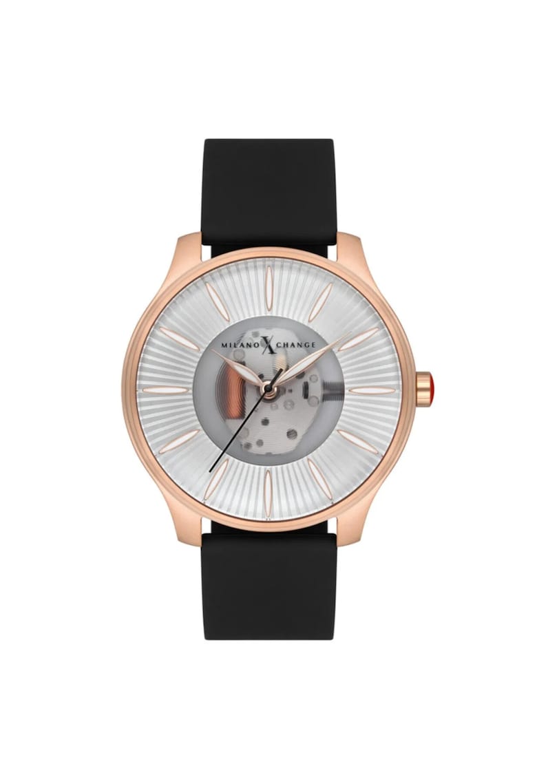 Ceas barbatesc MEX3175 - carcasa 43mm - culoare aurie - curea neagra - mecanism quartz - rezistenta la apa 3 ATM