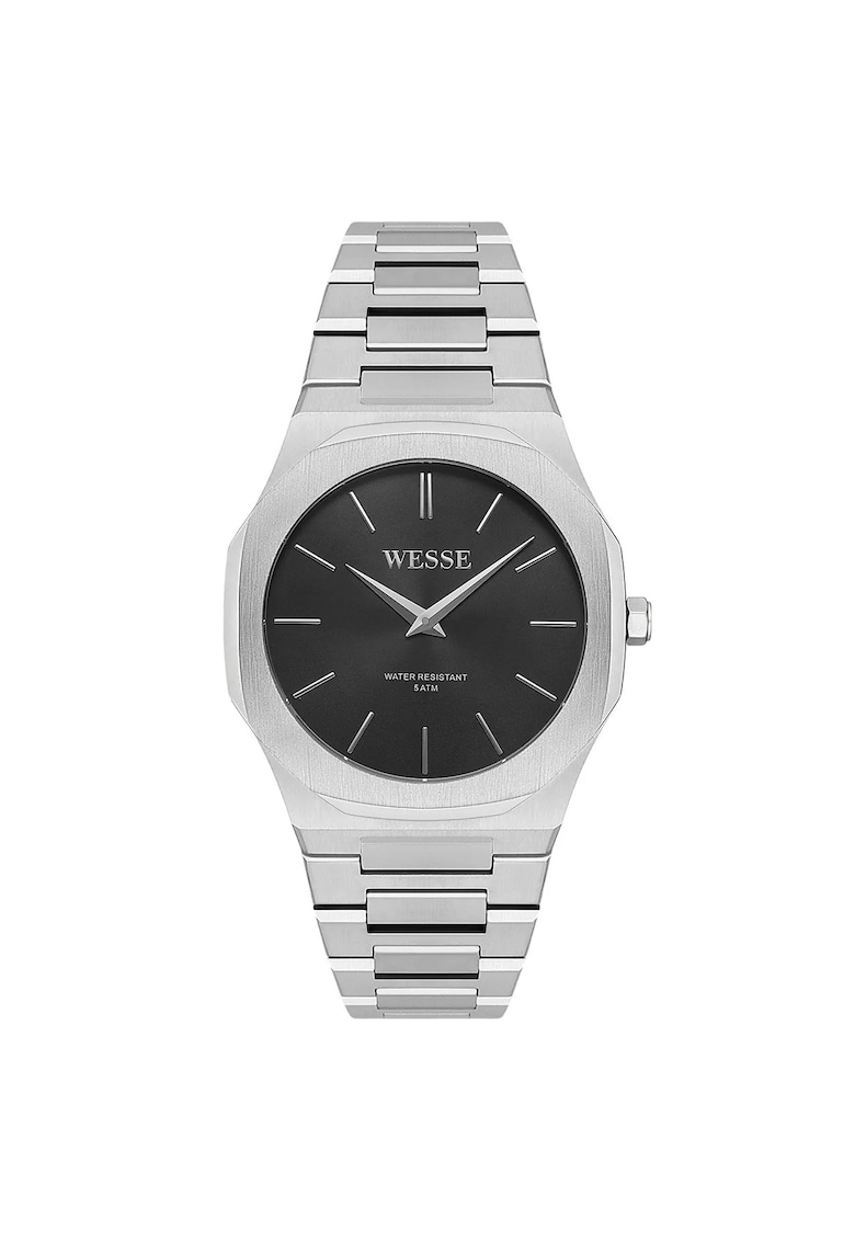 Ceas barbatesc WWG402601 - 40 mm - curea metalica - rezistent la apa 5 ATM - argintiu - negru