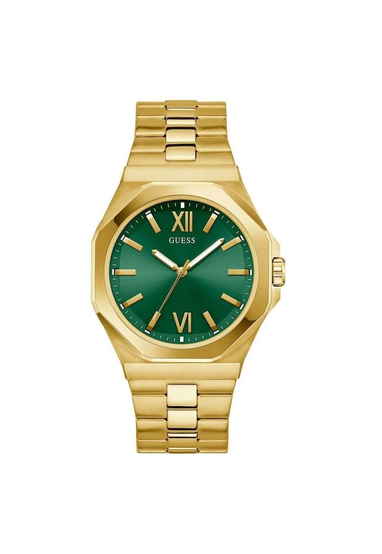Ceas barbatesc model GW0849G2 - quartz - 44mm - verde - curea din otel aurie