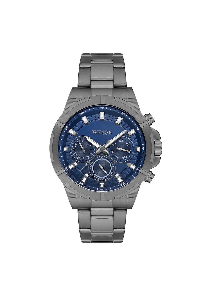 Ceas barbatesc  WWG205208 - 46mm - curea din otel gri - rezistent la apa 5 ATM