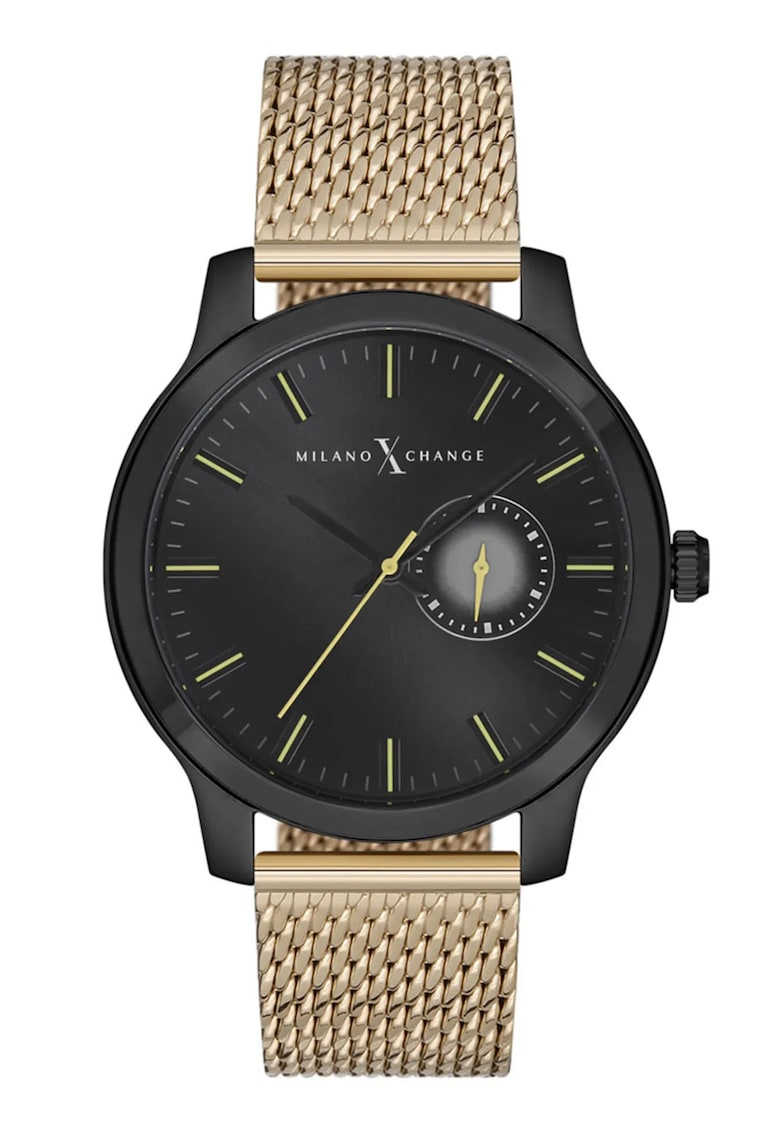 Ceas barbatesc model MEX3158 - curea din otel - rezistent la apa 3 ATM - diametru 43 mm - culoare neagra