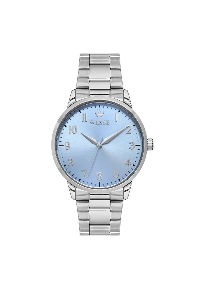 Ceas barbatesc 41-46 mm - curea din otel gri metalizat - mecanism quartz - rezistenta la apa 5 ATM