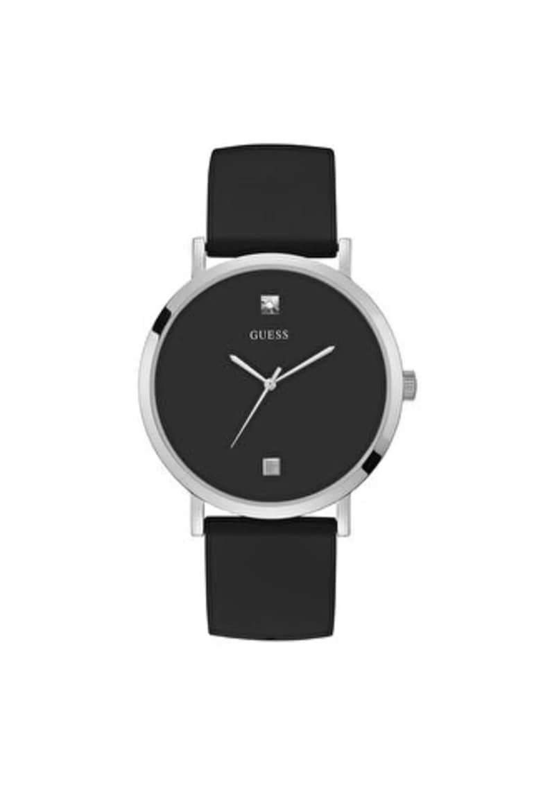 Ceas barbatesc 44 mm - curea silicon gri metalizat - carcasa otel - rezistenta la apa 3 ATM