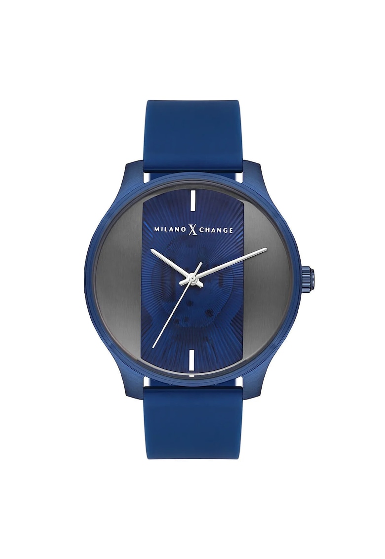 Ceas barbatesc MEX3235 - 43mm - curea silicon albastra - rezistenta la apa 3 ATM - culoare albastra
