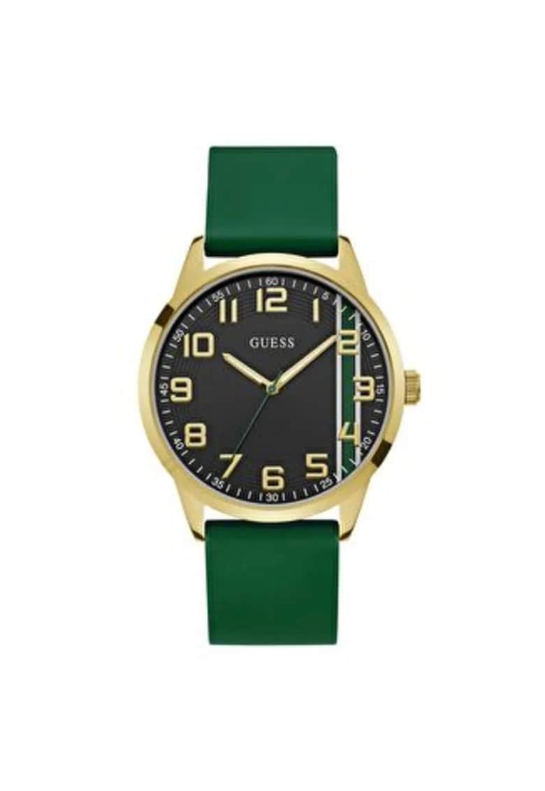 Ceas barbatesc 44 mm - carcasa din otel - curea din silicon - verde - rezistenta la apa 5 ATM