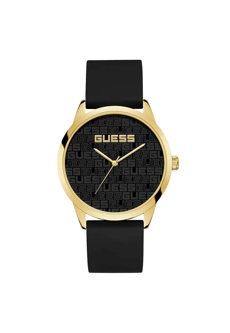 Ceas barbatesc  44 mm - curea silicon - carcasa otel - negru - 5 ATM