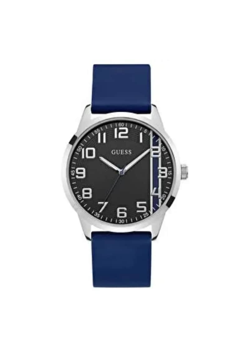 Ceas barbatesc 44 mm - carcasa din otel - curea din silicon - culoare albastra - rezistenta la apa 5 ATM