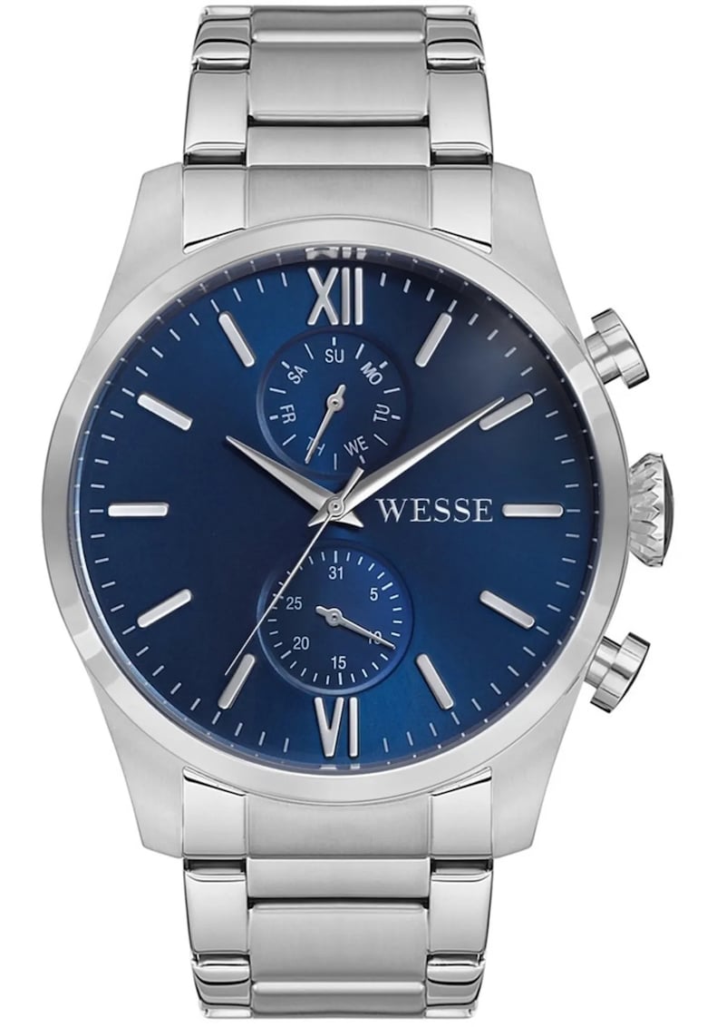 Ceas barbatesc WWG205305 - curea din otel - 46mm - albastru/argintiu - rezistent la apa 5 ATM