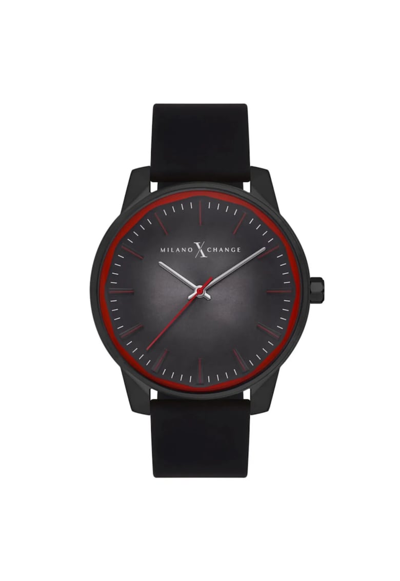 Ceas barbatesc MEX3177 - 44mm - curea silicon gri - rezistenta la apa 3 ATM - culoare neagra