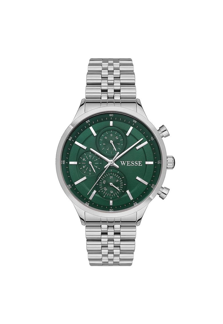 Ceas barbatesc WWG207405 - 43 mm - otel - rezistent la apa 5 ATM - argintiu - cadran verde