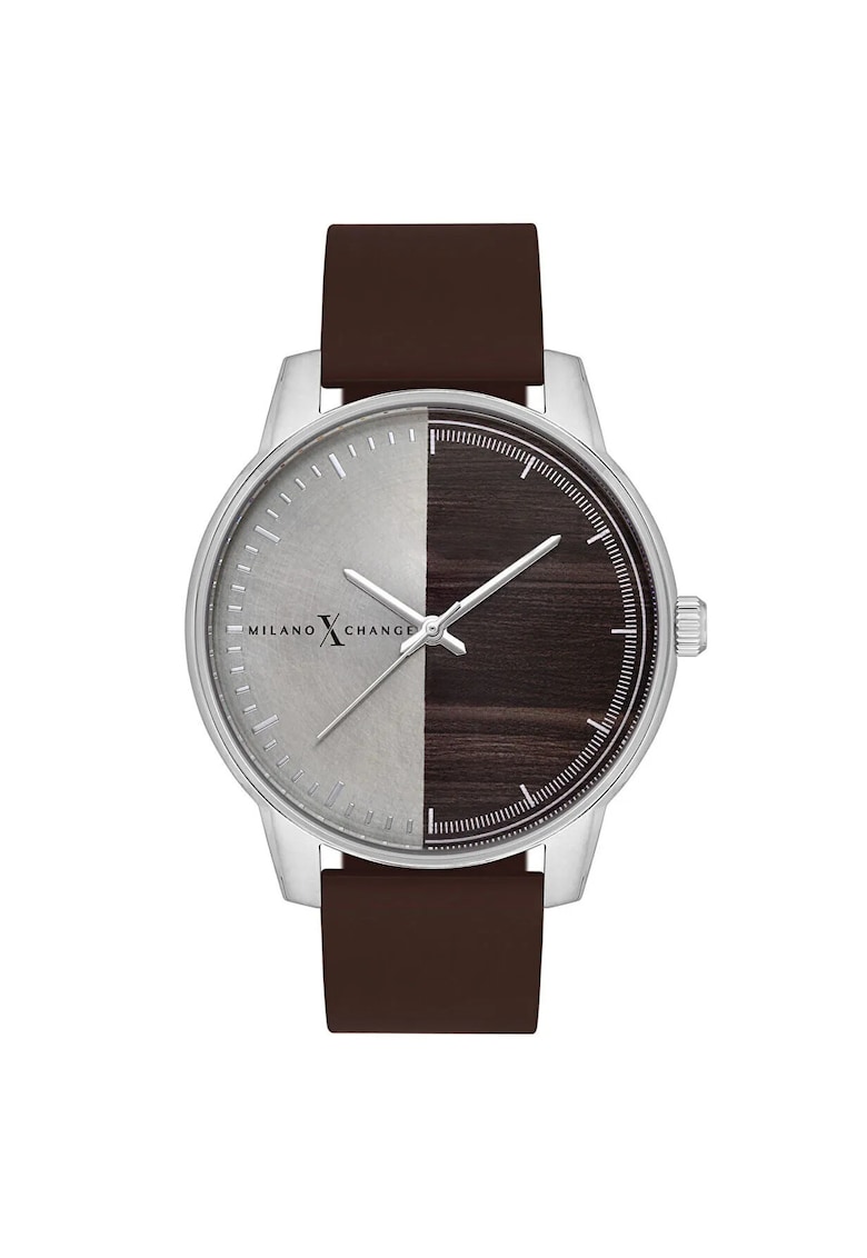 Ceas sportiv barbati 44 mm - carcasa din otel - curea din silicon - gri metalizat - 3 ATM