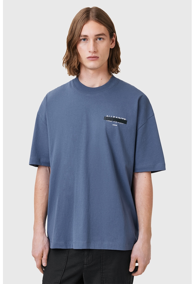 Tricou supradimensionat de bumbac organic Redact - Albastru prafuit