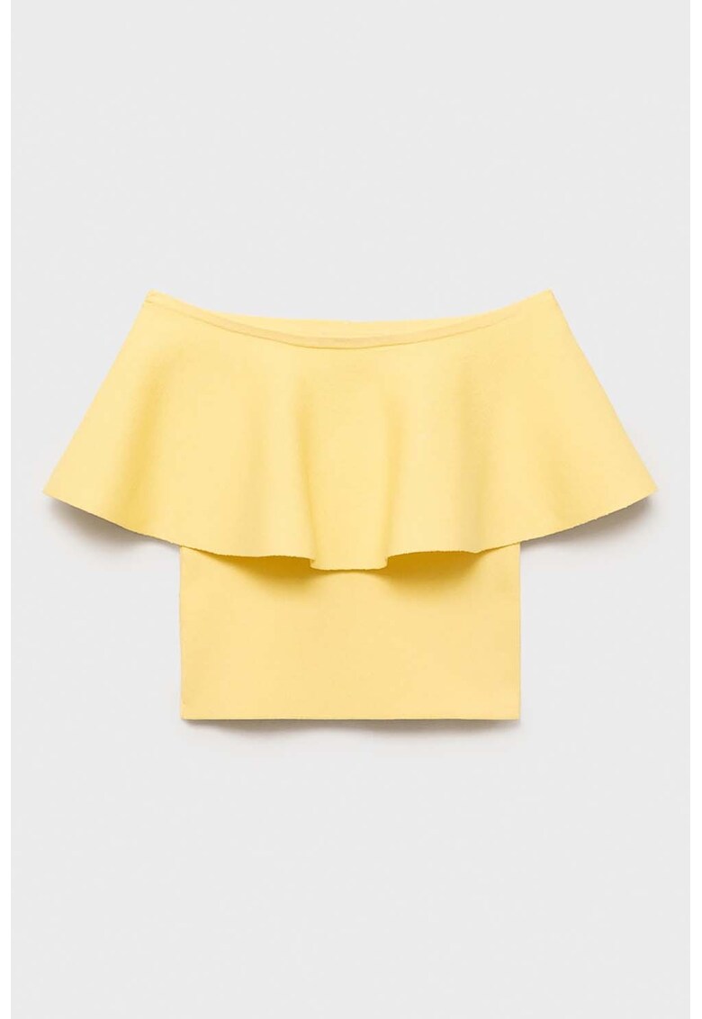 Tricou cu decolteu pe umeri si volane