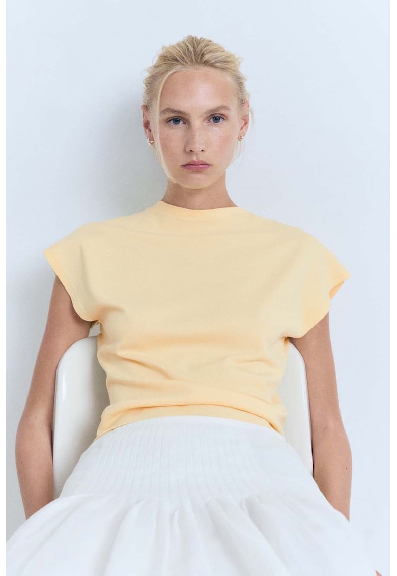 Tricou tricotat fin cu maneci cazute