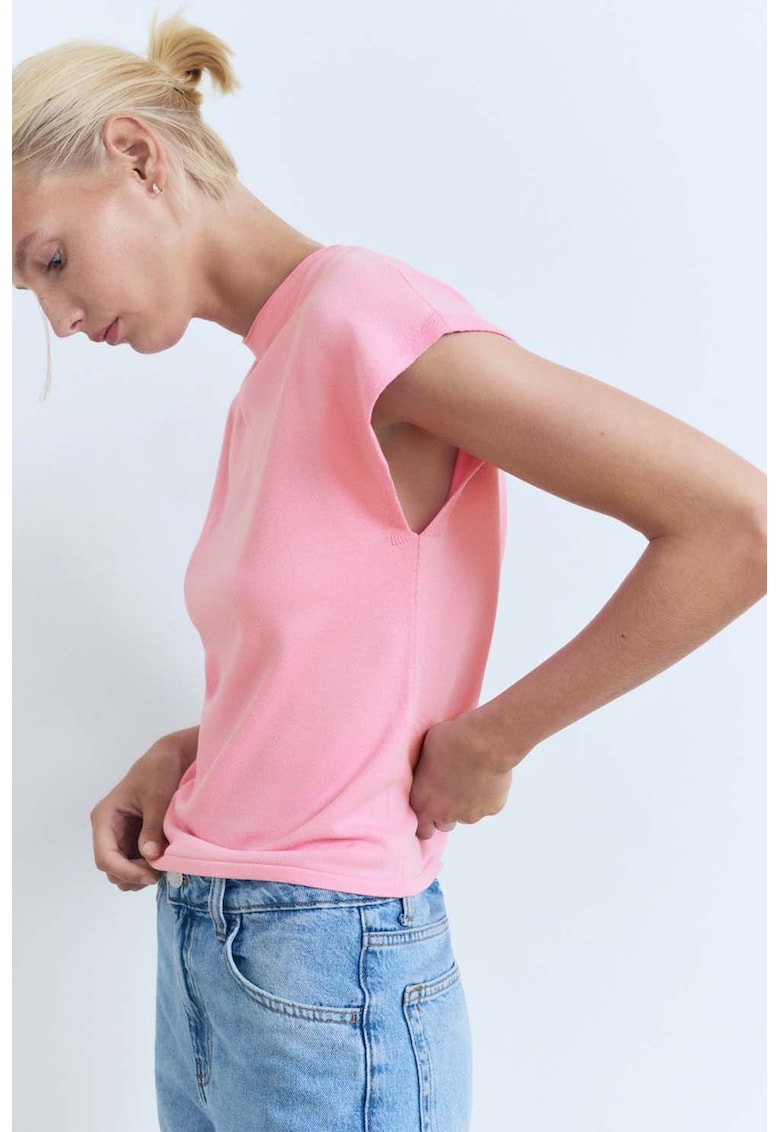 Tricou tricotat fin cu maneci cazute