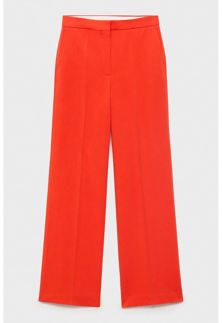 Pantaloni drepti cu talie medie - Portocaliu mandarina