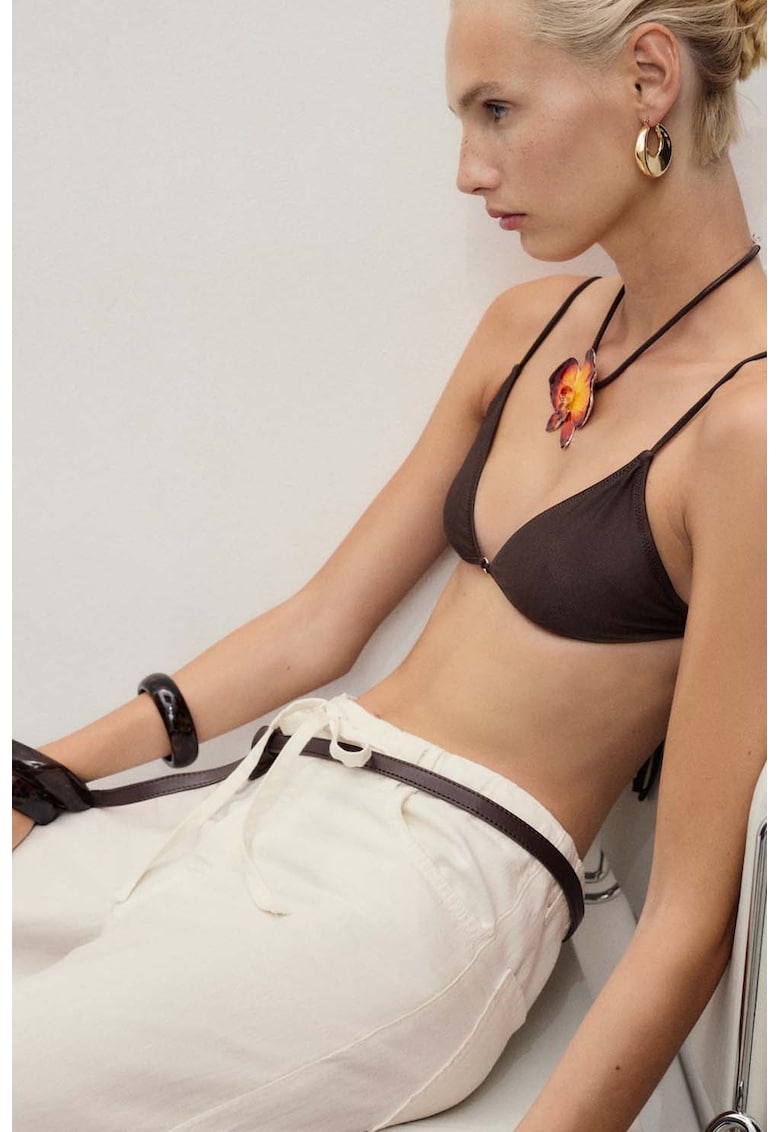 Pantaloni din amestec de in cu croiala ampla