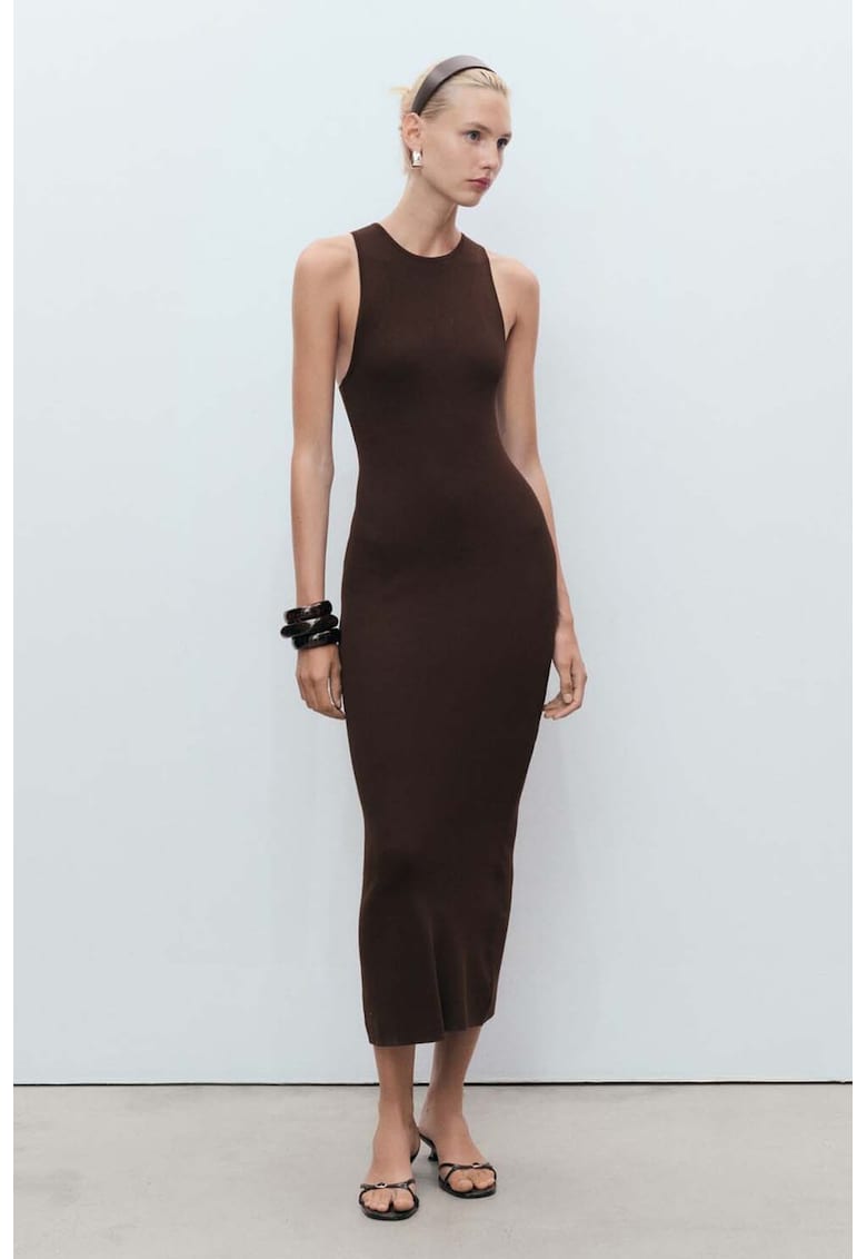 Rochie midi tricotata - Maro inchis
