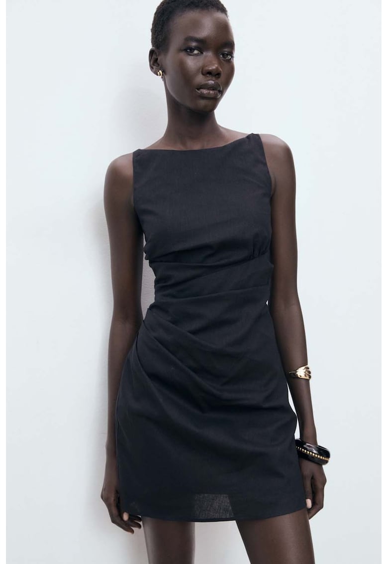 Rochie mini din amestec de in