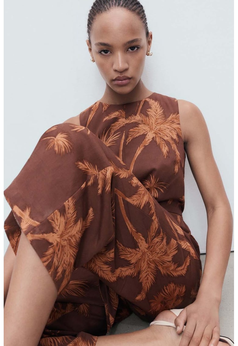 Salopeta din amestec de lyocell cu model floral si decupaj