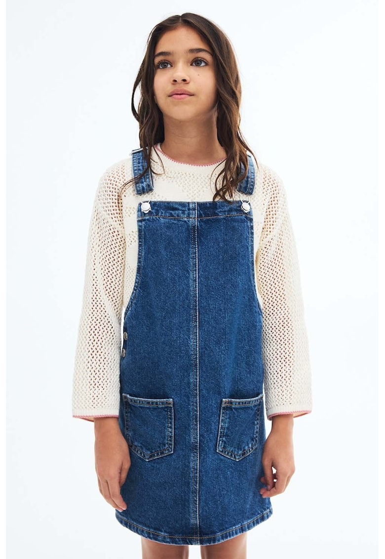 Rochie-sarafan din denim cu buzunare aplicate