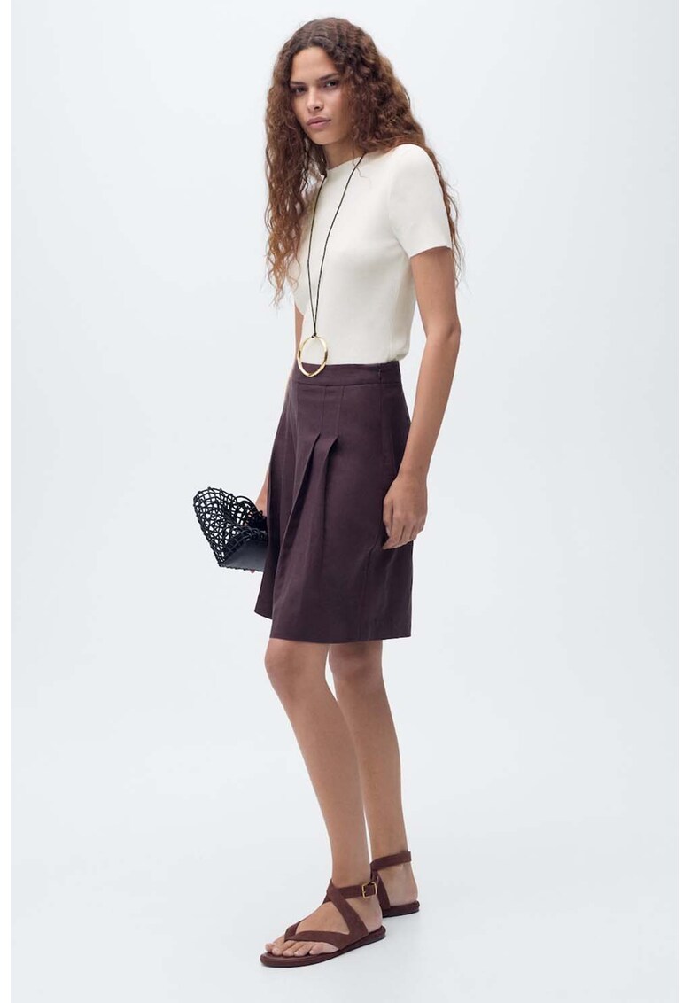 Pulover slim fit cu model uni - Alb murdar