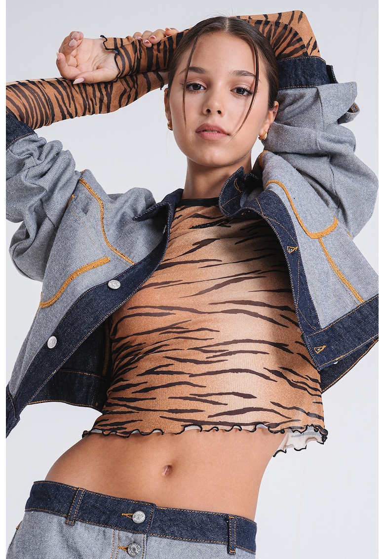 Jacheta crop din denim